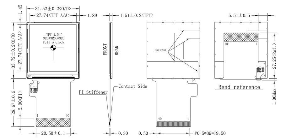 Square-Screen-1.54-inch-High-Brightness-ST7796-drawing