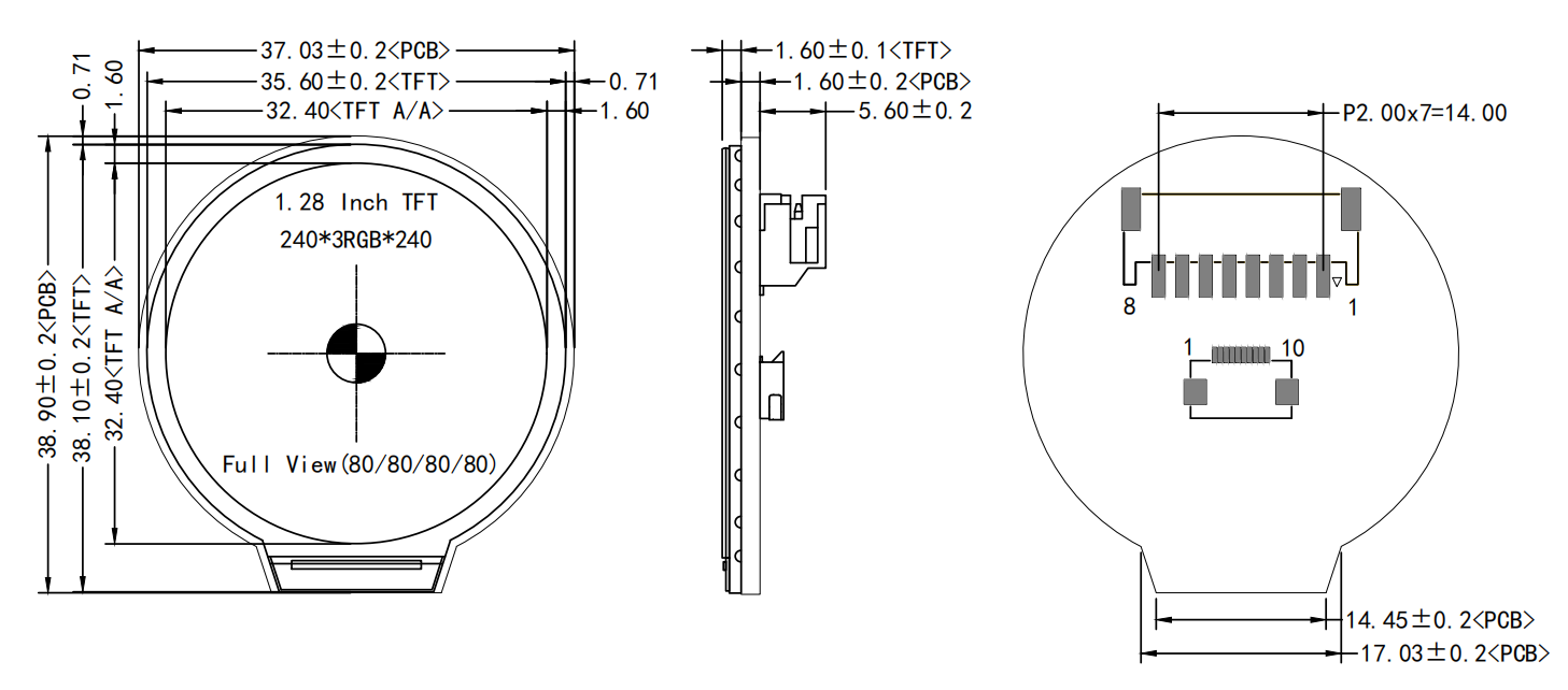 1.28 inch Round LCD Screen High Brightness