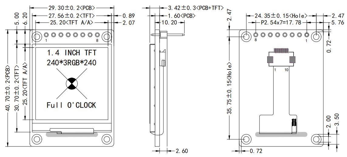 1.4 inch Square Display Screen ST7789 SPI