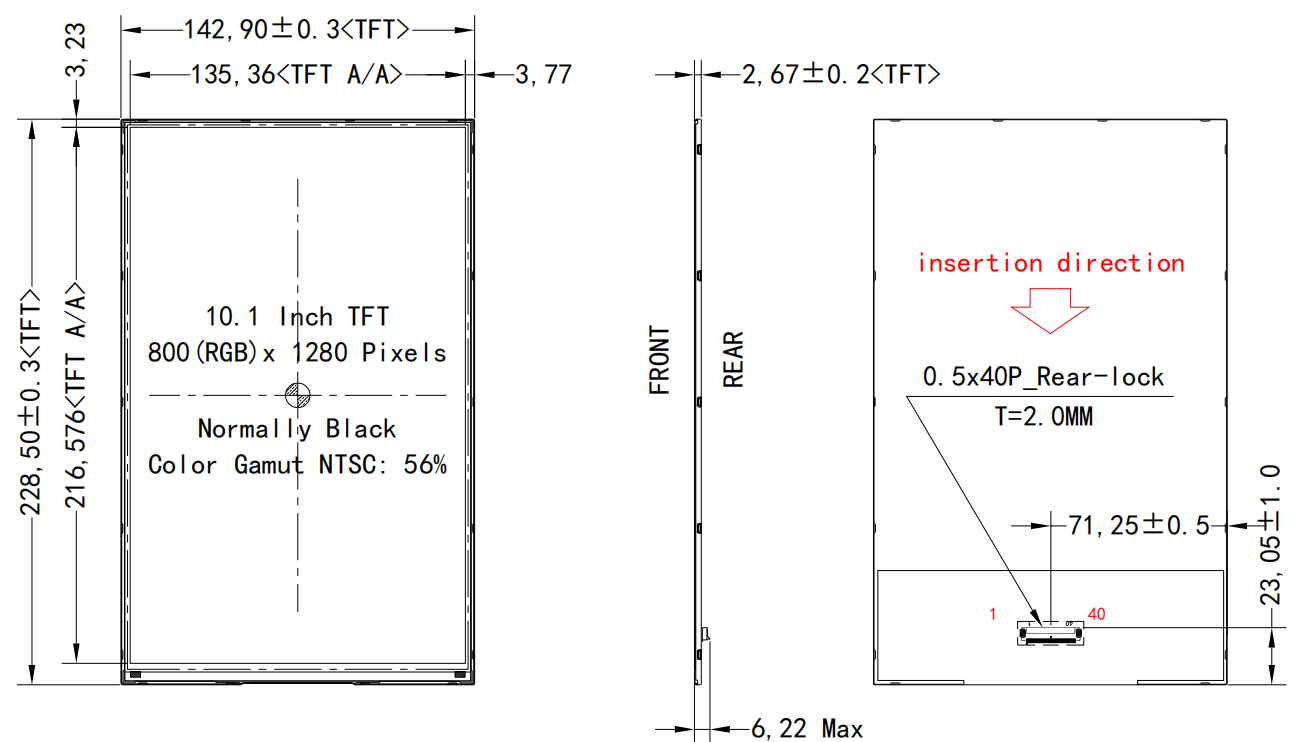 10.1 inch High Brightness TFT LCD Display LVDS