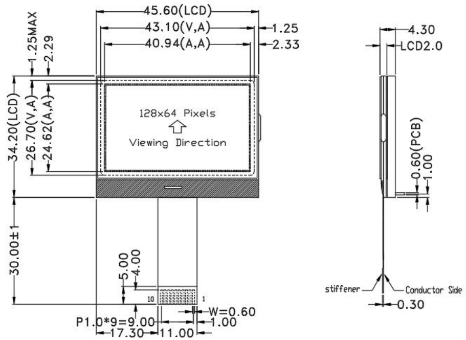 128x64 COG LCD Module FSTN ST7567