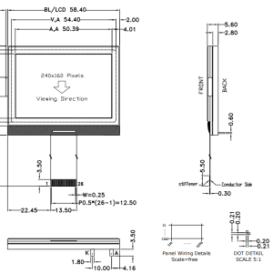 240×160 COG LCD 2.6 inch ST7586S