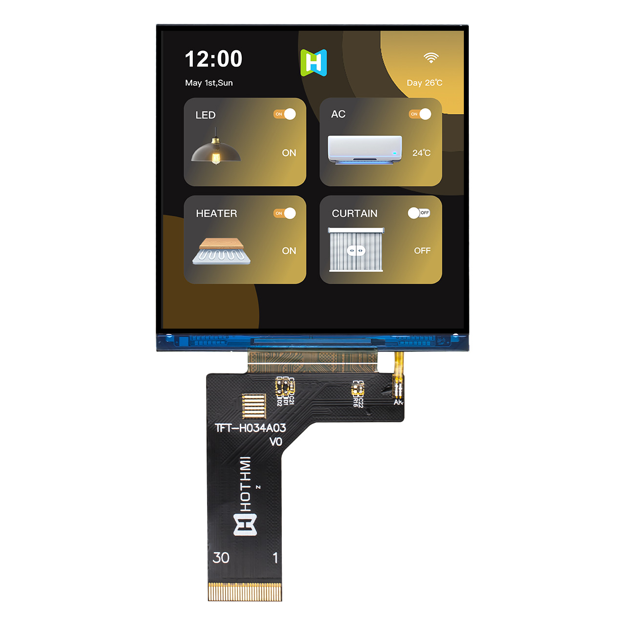 3.4 inch Square TFT LCD 480x480 NV3049 MIPI