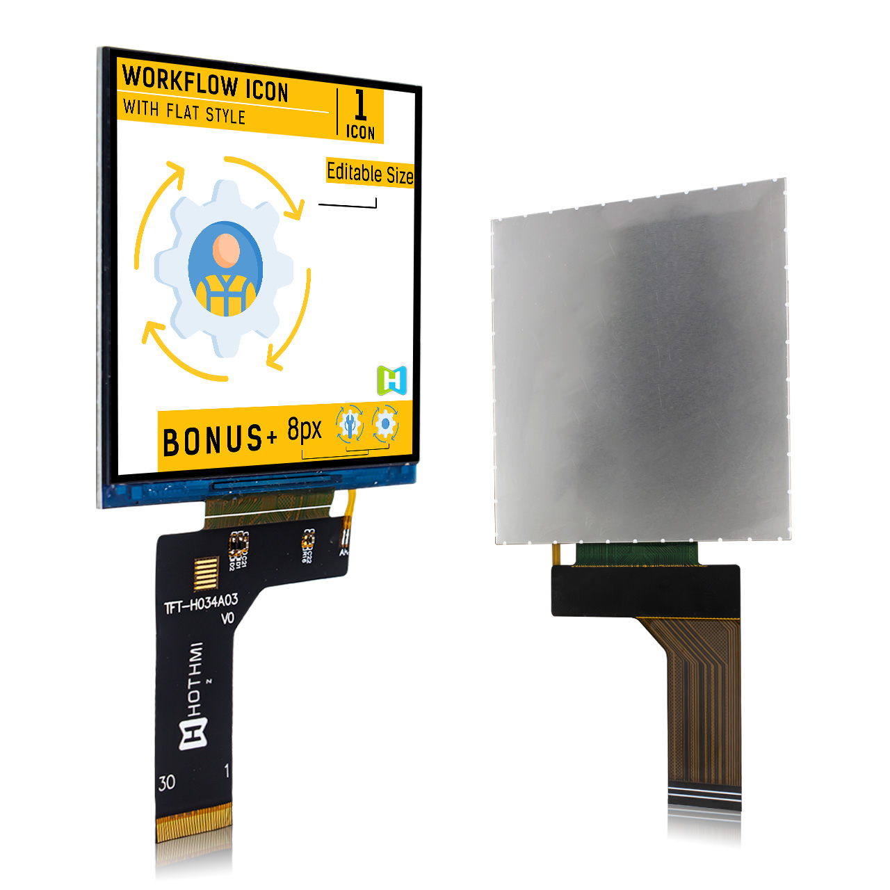 3.4 inch Square TFT LCD 480x480 NV3049 MIPI - Image 2