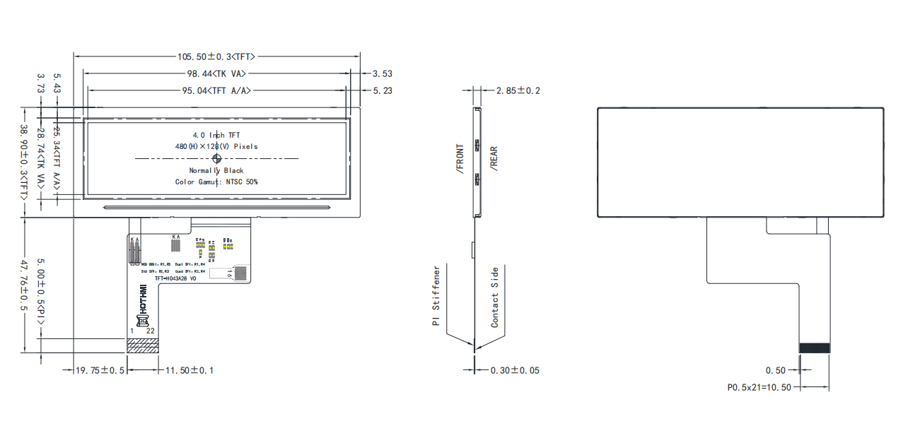 4 inch Bar Type LCD Module Sunlight Readable