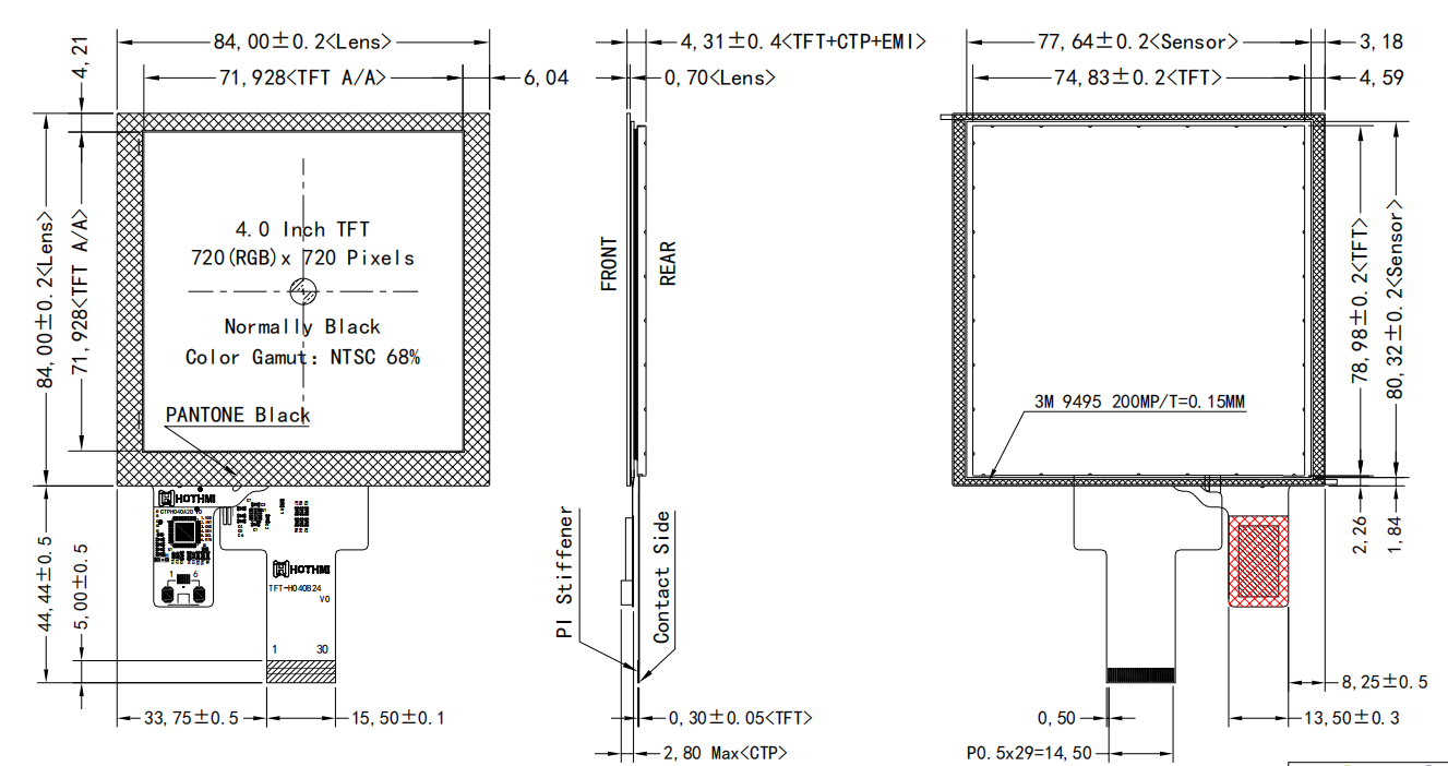 4 inch Capacitive Display 720x720 ST7703 MIPI