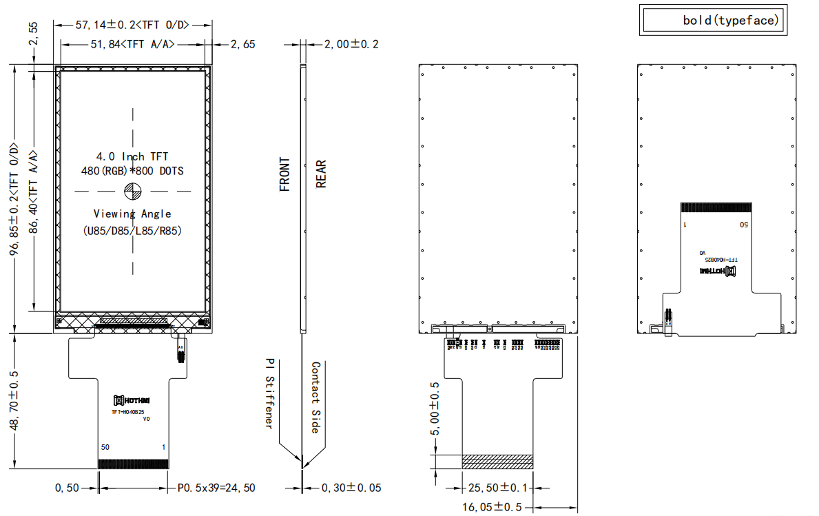 4 inch Display IPS 480×800 ILI9806 MCU
