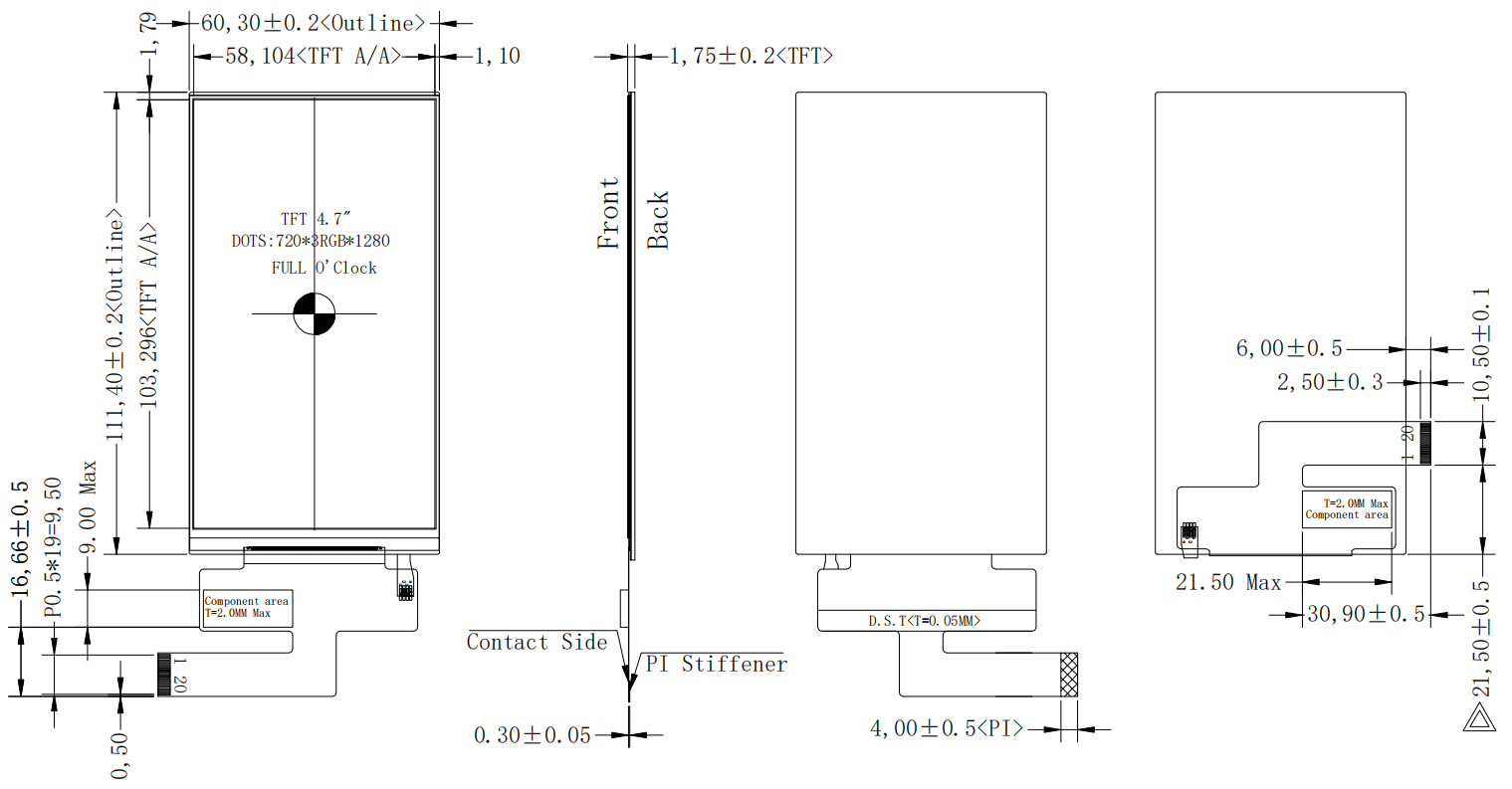 4.7 inch MIPI TFT Display 720×1280 ST7703