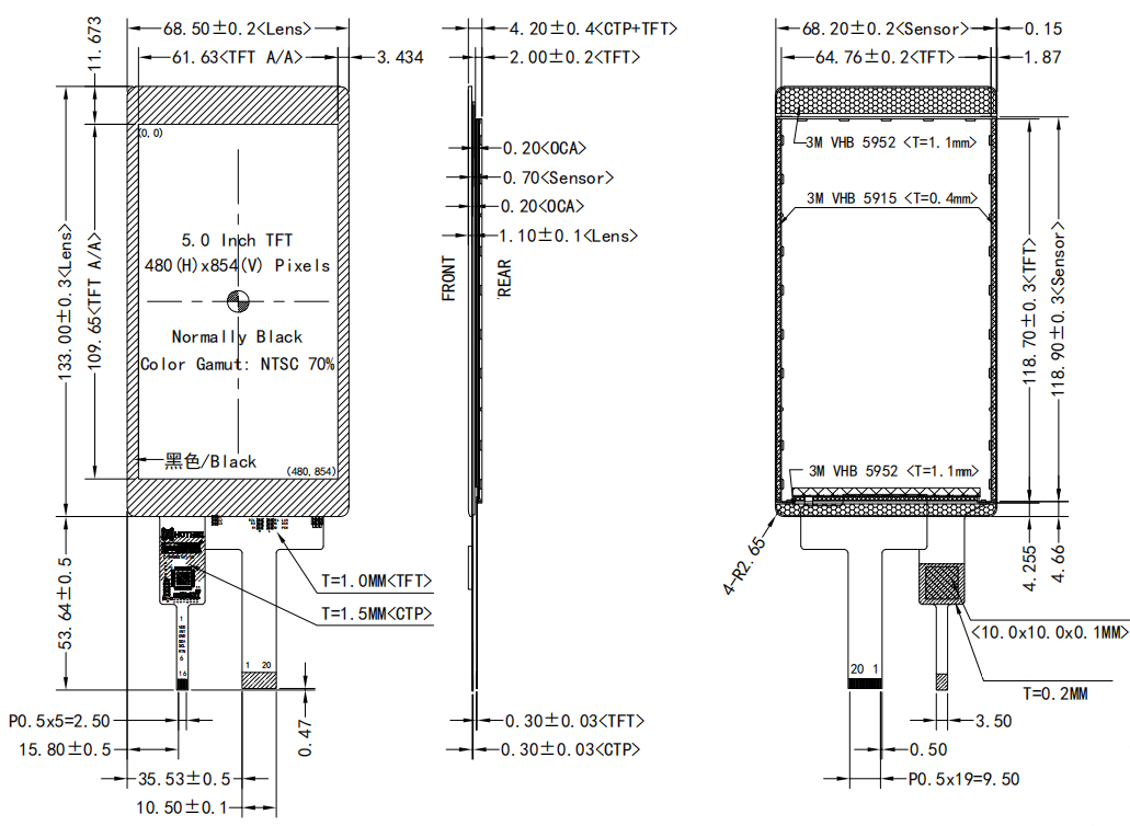 5 inch High Brightness Screen IPS ST7701S