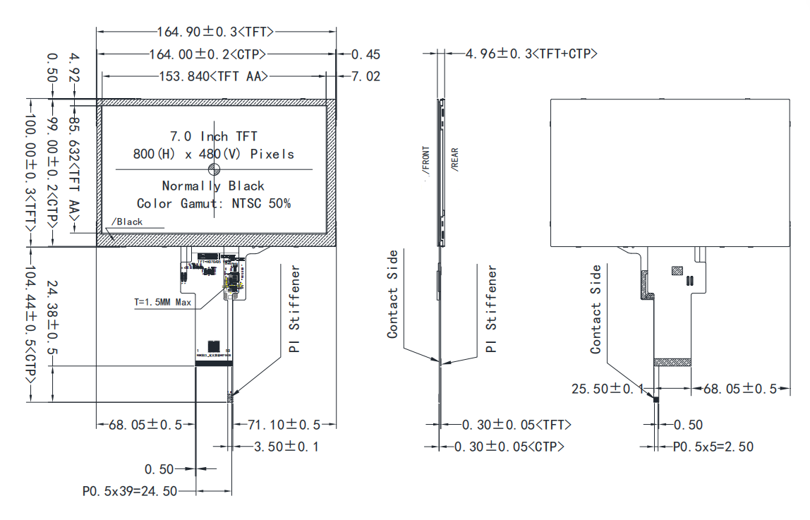 7 inch Sunlight Readable TFT Display 800x480 RGB