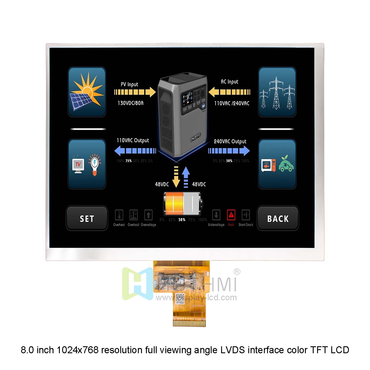 8 inch Display Module 1024x768 IPS LVDS