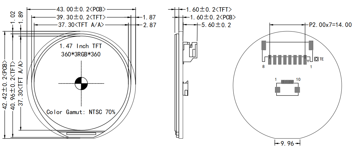 1.47 inch Round Screen High Brightness SPI
