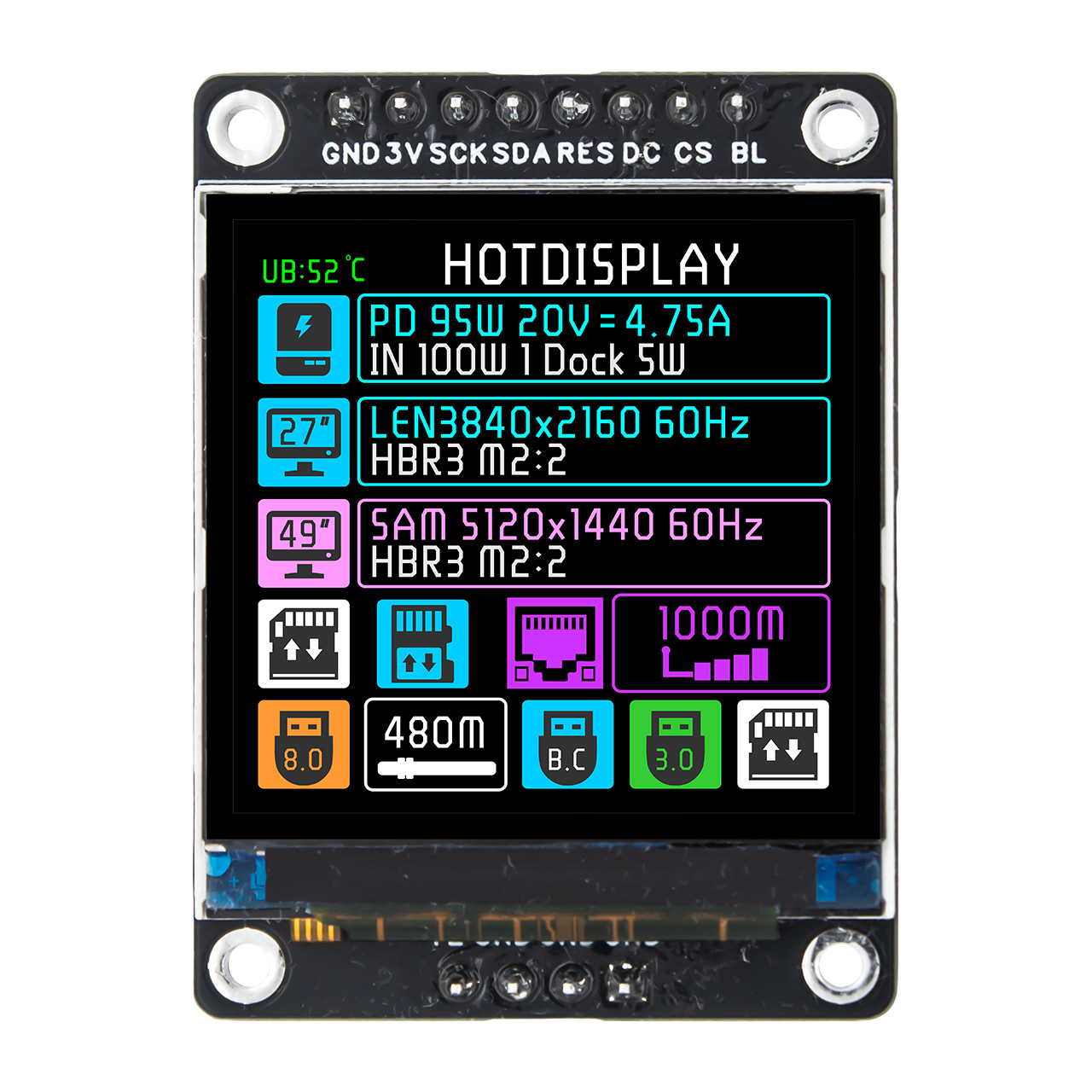 1.54 inch High Brightness Square TFT SPI