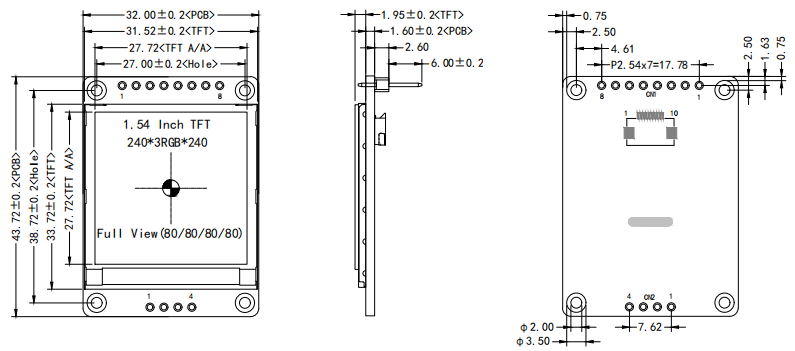 1.54 inch High Brightness Square TFT SPI