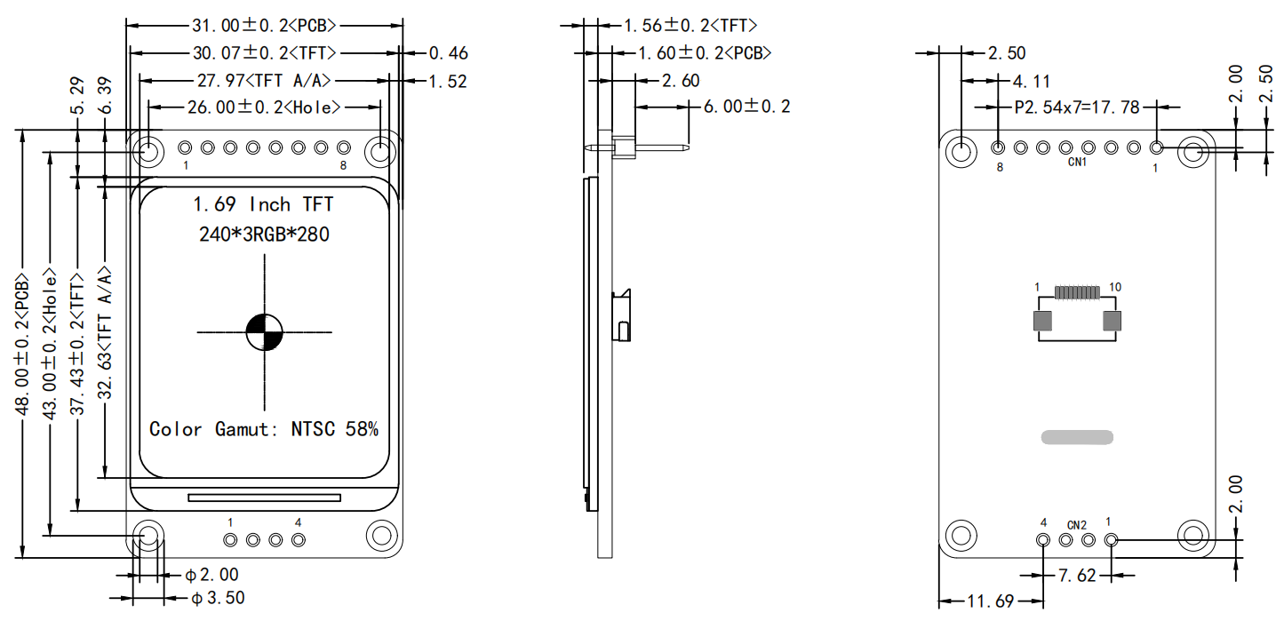 1.69 inch Arduino Display 240×280 ST7789 SPI