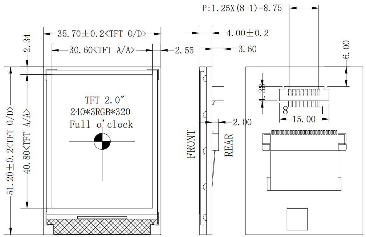 2 inch High Brightness TFT Screen 240×320
