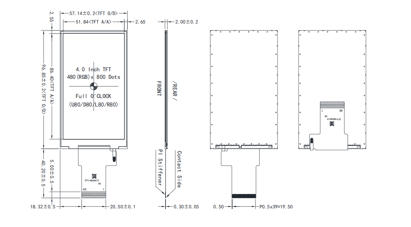 4 inch LCD Display High Brightness 480x800 