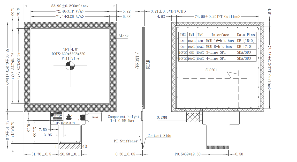 4 inch Square TFT Display 320×320 ILI9488