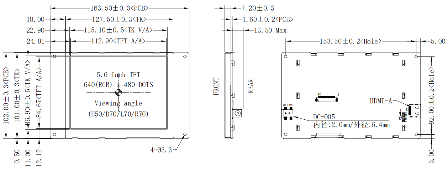 HOTHMI 5.6 inch HMI LCD Display 640x480 Raspberry Pi