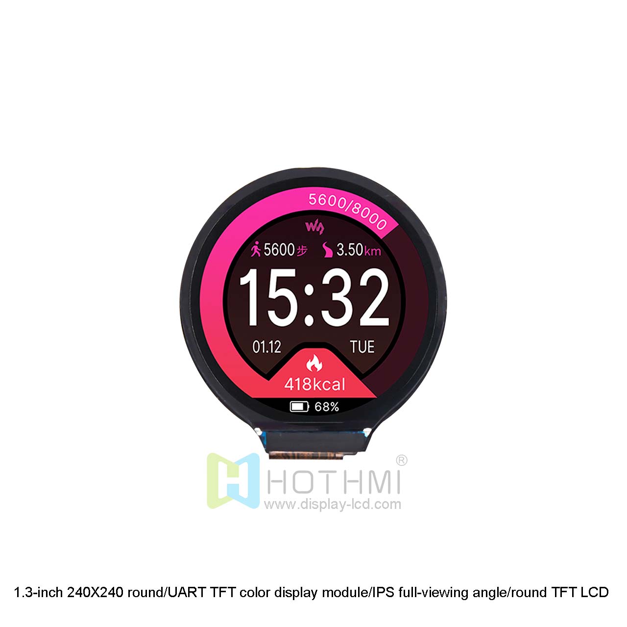 HOTHMI 1.3 inch Round TFT Display 240x240 UART