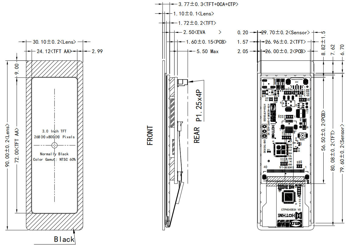HOTHMI 3 inch Bar Display 268 × 800 High Brightness 